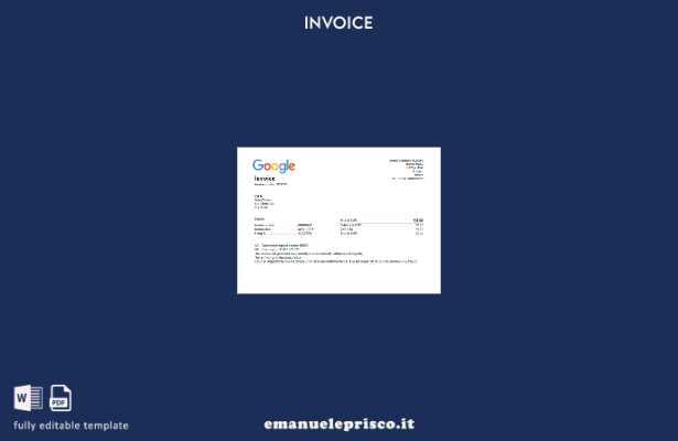 Modello di fattura Google USA in stile verificato